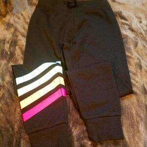Kids Black Leggings with Colorful Stripes